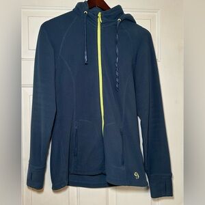 Women’s Sz Medium MOUNTAIN‎ HARDWARE Blue Hooded Fleece Jacket.